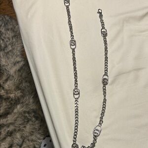 Michael Kors Silver Chain Belt with Logo Charm